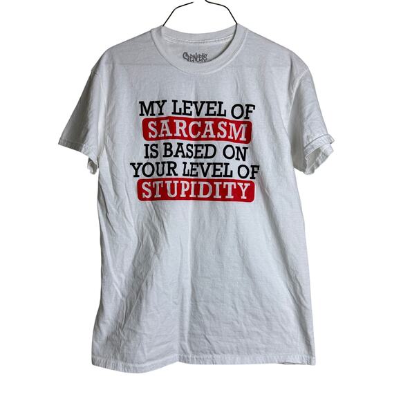Spencer's white Graphic t-shirt‎ Sarcasm Stupidity Size MEDIUM - Picture 1 of 3